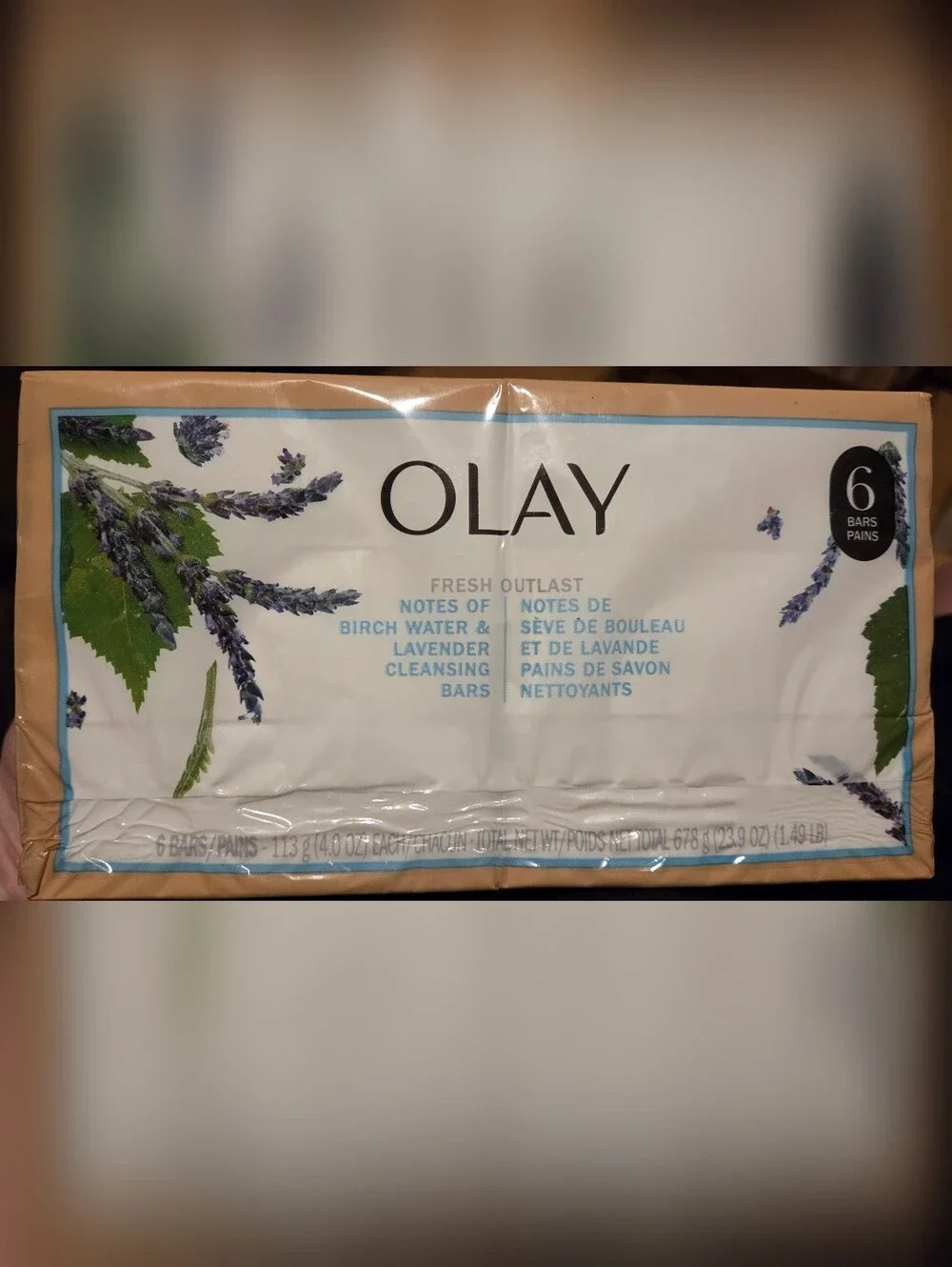 Olay Fresh Outlast Purifying Birch Water & Lavender Bar Soap NEW 6 Pack Bars